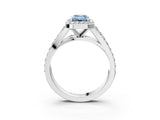 White gold Fancy Blue Emerald Cut Diamond Split Shank Halo Ring with Four-Prong Setting_73