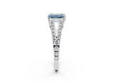 White gold Fancy Blue Emerald Cut Diamond Split Shank Pavé Engagement Ring with Four-Prong Setting_89