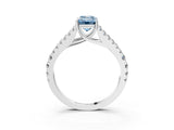White gold Fancy Blue Emerald Cut Diamond Split Shank Pavé Engagement Ring with Four-Prong Setting_90