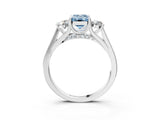 White gold Fancy Blue Emerald Cut Diamond Three-Stone Engagement Ring with Prong Setting and Pavé Band_3