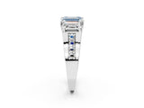 White gold Fancy Blue Emerald Cut Diamond Three-Stone Ring with Channel Set Band and Four-Prong Setting_83