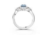 White gold Fancy Blue Emerald Cut Diamond Three-Stone Ring with Pear  Side Stones and Prong Setting_102