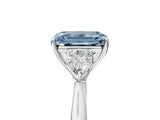 White gold Fancy Blue Emerald Cut Diamond Three-Stone Ring with Pear  Side Stones and Prong Setting_104