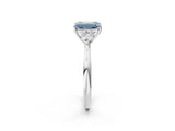 White gold Fancy Blue Emerald Cut Diamond Three-Stone Ring with Pear  Side Stones and Prong Setting_99