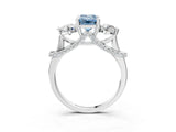 White gold Fancy Blue Emerald Cut Diamond Three-Stone Ring with Prong Setting and Pavé Band_3