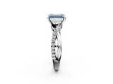 White gold Fancy Blue Emerald  Cut Diamond Twist Band Solitaire with Prong Setting_54