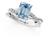 White gold Fancy Blue Emerald  Cut Diamond Twist Band Solitaire with Prong Setting_56