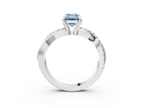 White gold Fancy Blue Emerald  Cut Diamond Twist Band Solitaire with Prong Setting_58