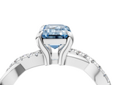 White gold Fancy Blue Emerald  Cut Diamond Twist Band Solitaire with Prong Setting_59