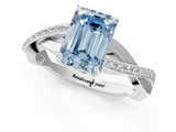 White gold Fancy Blue Emerald  Cut Diamond Twisted Band Engagement Ring with Prong Setting_4