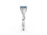 White gold Fancy Blue Emerald  Cut Diamond Twisted Band Engagement Ring with Prong Setting_5