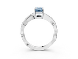 White gold Fancy Blue Emerald  Cut Diamond Twisted Band Engagement Ring with Prong Setting_6