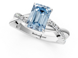 White gold Fancy Blue Emerald  Cut Diamond Twisted Band with Pavé Setting and Four-Prong Setting_20