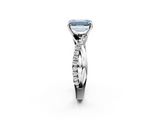 White gold Fancy Blue Emerald  Cut Diamond Twisted Band with Pavé Setting and Four-Prong Setting_22