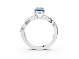 White gold Fancy Blue Emerald  Cut Diamond Twisted Band with Pavé Setting and Four-Prong Setting_22
