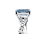 White gold Fancy Blue Emerald  Cut Diamond Twisted Band with Pavé Setting and Four-Prong Setting_25