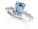 White gold Fancy Blue Emerald  Cut Diamond Vine Band with Four-Prong Setting_54