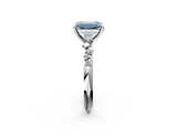 White gold Fancy Blue Emerald  Cut Diamond Vine Band with Four-Prong Setting_55