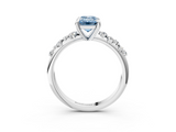 White gold Fancy Blue Emerald  Cut Diamond Vine Band with Four-Prong Setting_56