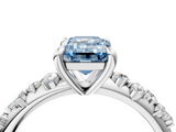 White gold Fancy Blue Emerald  Cut Diamond Vine Band with Four-Prong Setting_57