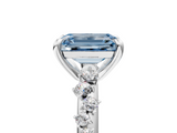 White gold Fancy Blue Emerald  Cut Diamond Vine Band with Four-Prong Setting_62