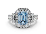 White gold Fancy Blue Emerald  Cut Double Halo Diamond Engagement Ring with Pave Band and Four-Prong Setting_83