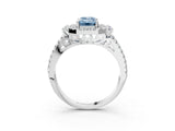 White gold Fancy Blue Emerald  Cut Double Halo Diamond Engagement Ring with Pave Band and Four-Prong Setting_88