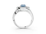 White gold Fancy Blue Emerald  Cut Double Halo Diamond Engagement Ring with Pave Band and Four-Prong Setting_98