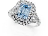 White gold Fancy Blue Emerald  Cut Double Halo Split Shank Diamond Ring with Prong Setting_72