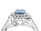 White gold Fancy Blue Emerald  Cut Double Halo Split Shank Diamond Ring with Prong Setting_72