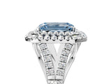 White gold Fancy Blue Emerald  Cut Double Halo Split Shank Diamond Ring with Prong Setting_76