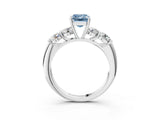 White gold Fancy Blue Emerald  Cut Five-Stone Prong Set Diamond Ring with Classic Band_34