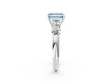 White gold Fancy Blue Emerald  Cut Five-Stone Prong Set Diamond Ring with Classic Band_34