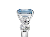 White gold Fancy Blue Emerald  Cut Five-Stone Prong Set Diamond Ring with Classic Band_37