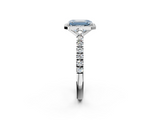 White gold Fancy Blue Emerald  Cut Halo Diamond Engagement Ring with Pave Band and Four-Prong Setting_30
