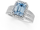 White gold Fancy Blue Emerald  Cut Halo Diamond Engagement Ring with Split Shank and Four-Prong Setting_21