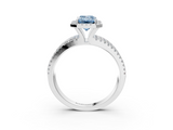 White gold Fancy Blue Emerald  Cut Halo Diamond Engagement Ring with Split Shank and Four-Prong Setting_23