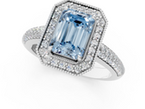 White gold Fancy Blue Emerald  Cut Halo Diamond Pave Band with Four-Prong Setting_38