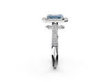 White gold Fancy Blue Emerald  Cut Halo Diamond Pave Band with Four-Prong Setting_39