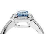 White gold Fancy Blue Emerald  Cut Halo Diamond Pave Band with Four-Prong Setting_42