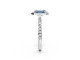 White gold Fancy Blue Emerald Cut Halo Diamond Pave Band with Prong Setting_2