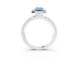 White gold Fancy Blue Emerald Cut Halo Diamond Pave Band with Prong Setting_3