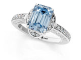 White gold Fancy Blue Emerald  Cut Halo Diamond Ring with Channel Set Band and Four-Prong Setting_33
