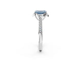 White gold Fancy Blue Emerald  Cut Halo Diamond Ring with Channel Set Band and Four-Prong Setting_34