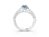 White gold Fancy Blue Emerald  Cut Halo Diamond Ring with Channel Set Band and Four-Prong Setting_35
