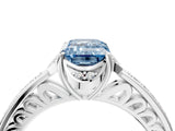 White gold Fancy Blue Emerald  Cut Halo Diamond Ring with Channel Set Band and Four-Prong Setting_36