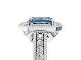 White gold Fancy Blue Emerald  Cut Halo Diamond Ring with Pavé Band and Four-Prong Setting_72