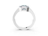 White gold Fancy Blue Emerald  Cut Halo Diamond Ring with Pavé Band and Milgrain Prong Setting_35