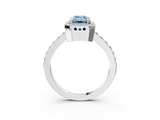 White gold Fancy Blue Emerald  Cut Halo Diamond Ring with Pave Band and Four-Prong Setting_25