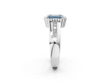White gold Fancy Blue Emerald  Cut Halo Pave Band Four-Prong Ring_68